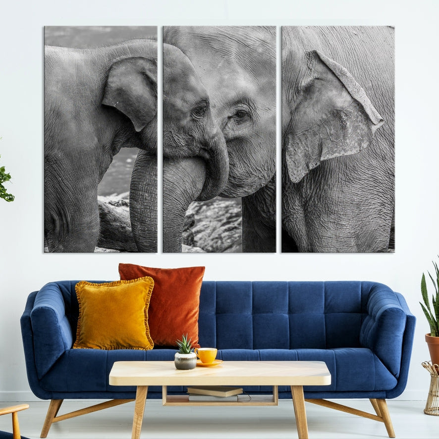 -Elephant Family Wall Art Canvas Print