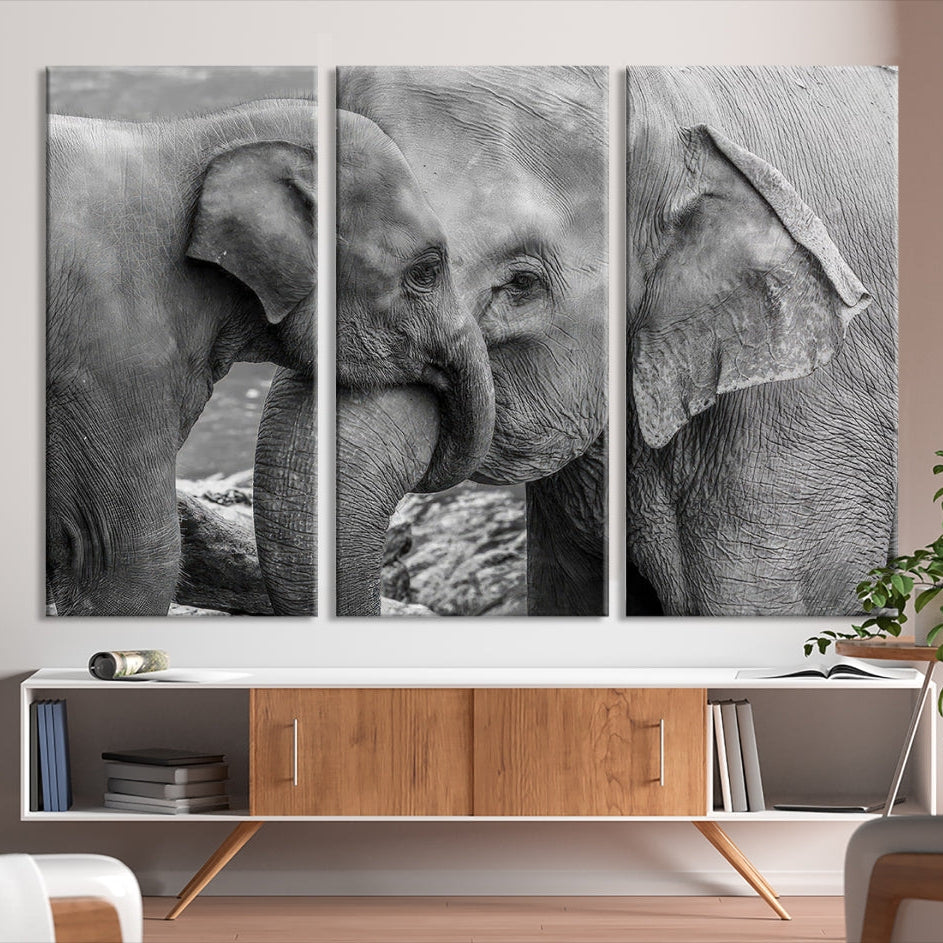 -Elephant Family Wall Art Canvas Print