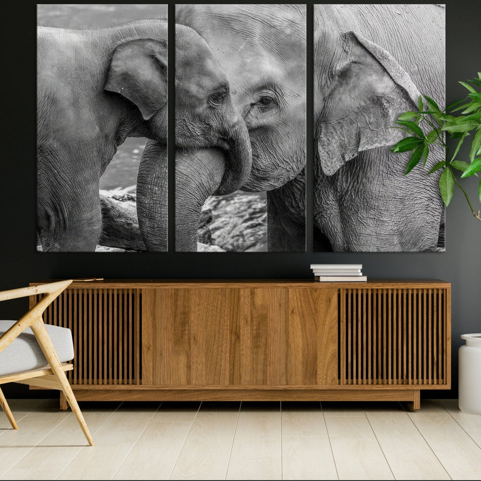 -Elephant Family Wall Art Canvas Print
