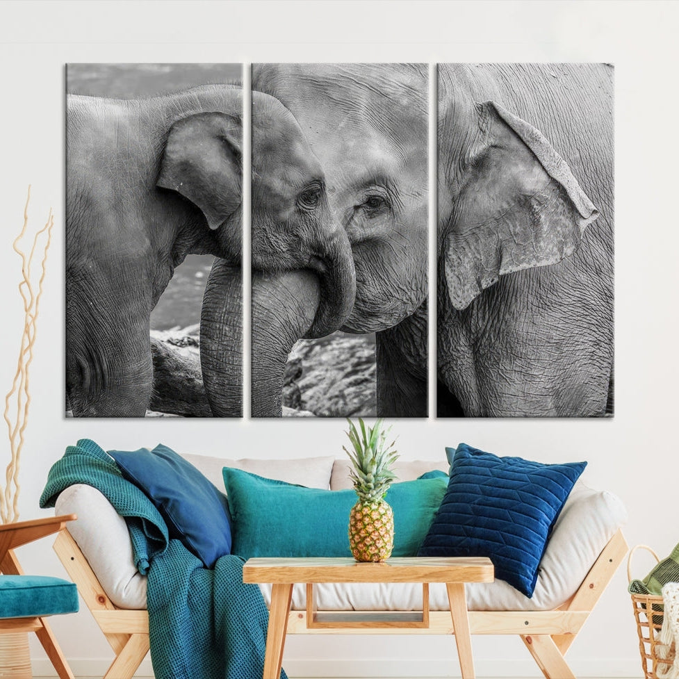 -Elephant Family Wall Art Canvas Print