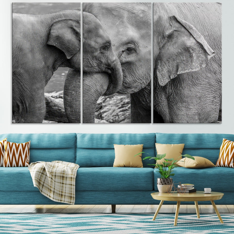 -Elephant Family Wall Art Canvas Print