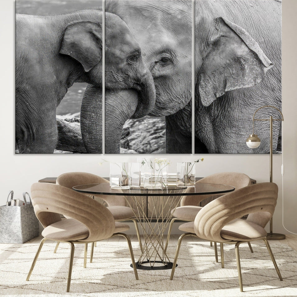 -Elephant Family Wall Art Canvas Print