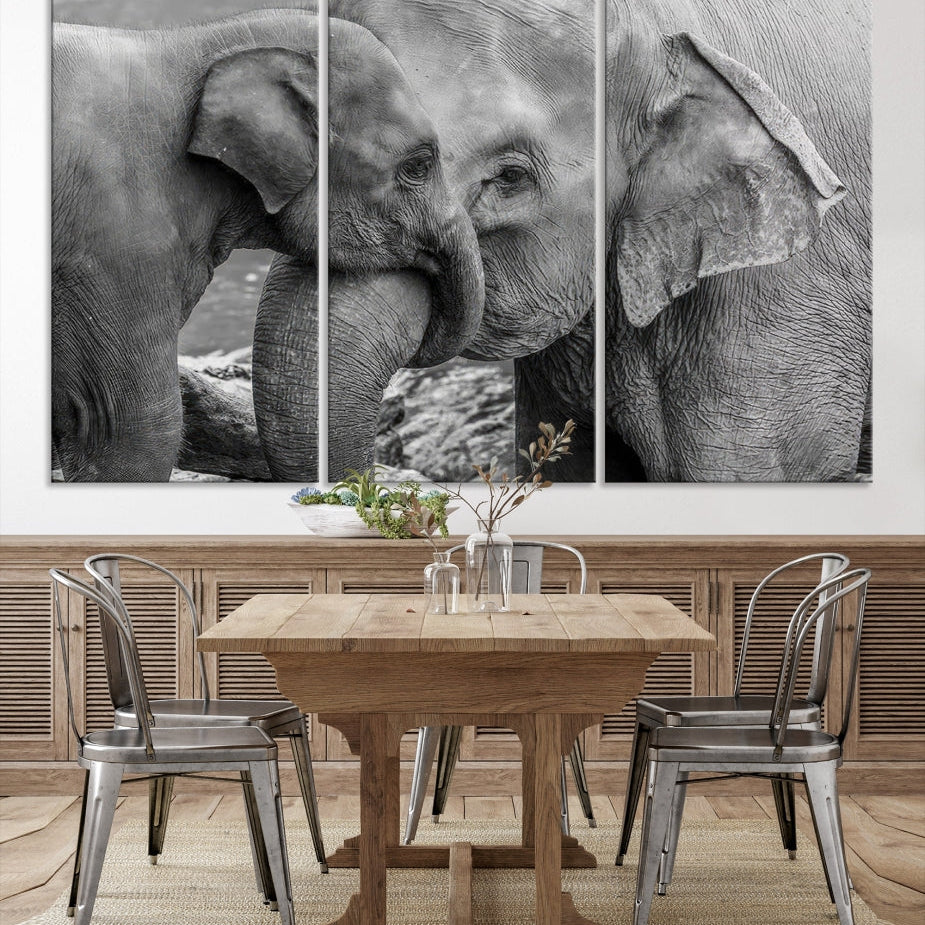 -Elephant Family Wall Art Canvas Print