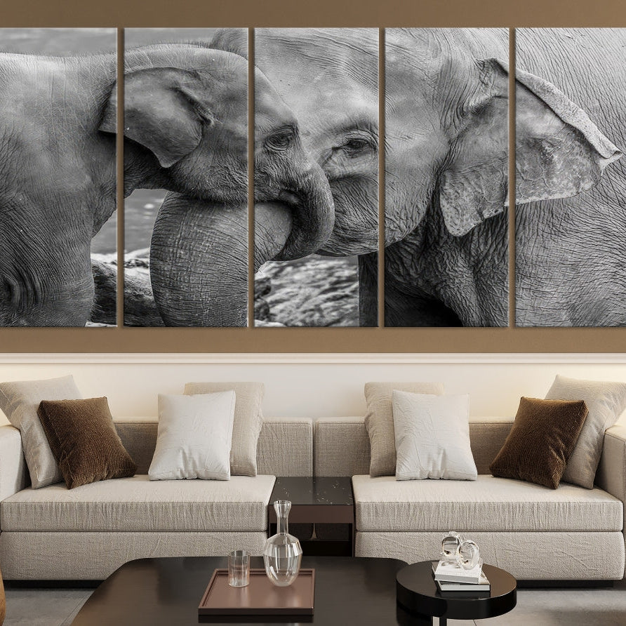 -Elephant Family Wall Art Canvas Print