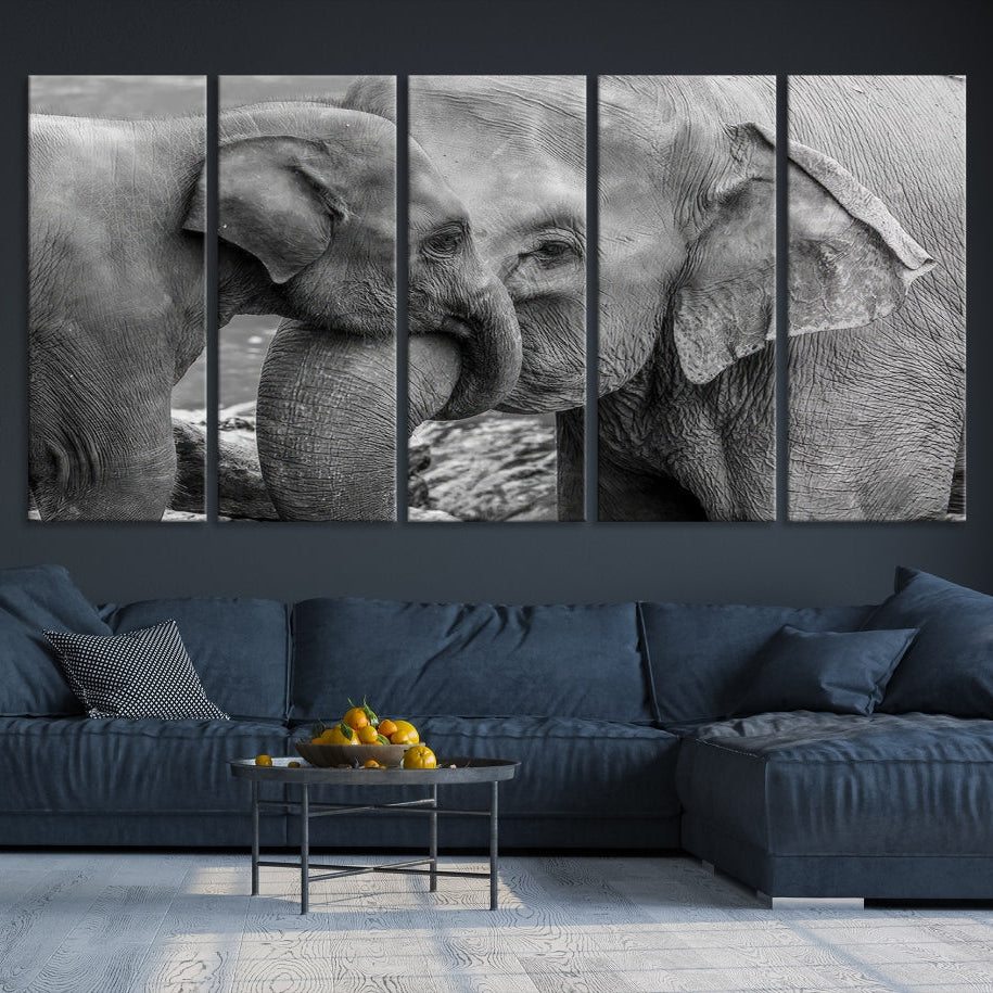 -Elephant Family Wall Art Canvas Print