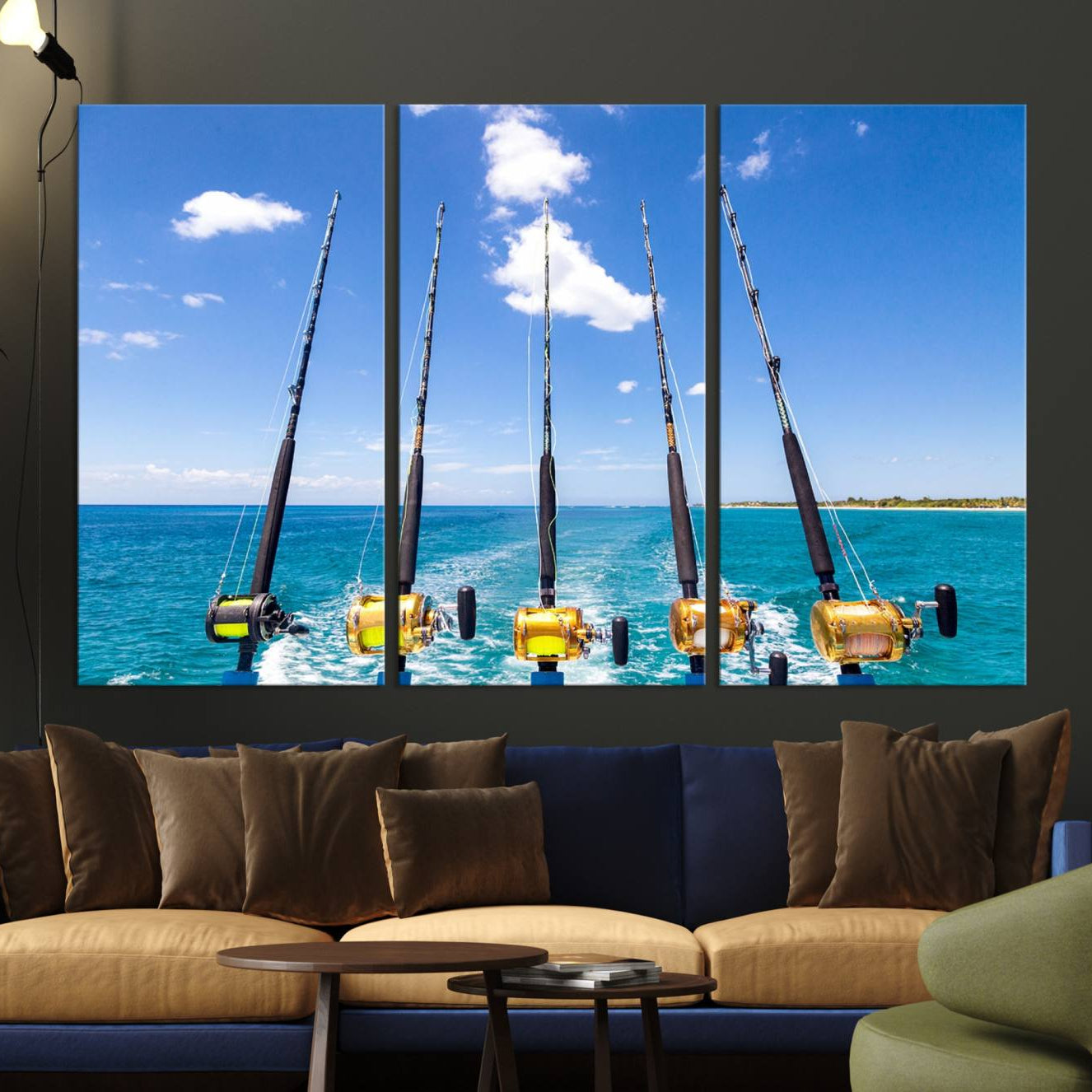 54899-MGV-CV-36X24-Fishing Roads on Boat Canvas Wall Art Print Ocean Seascape Art Print