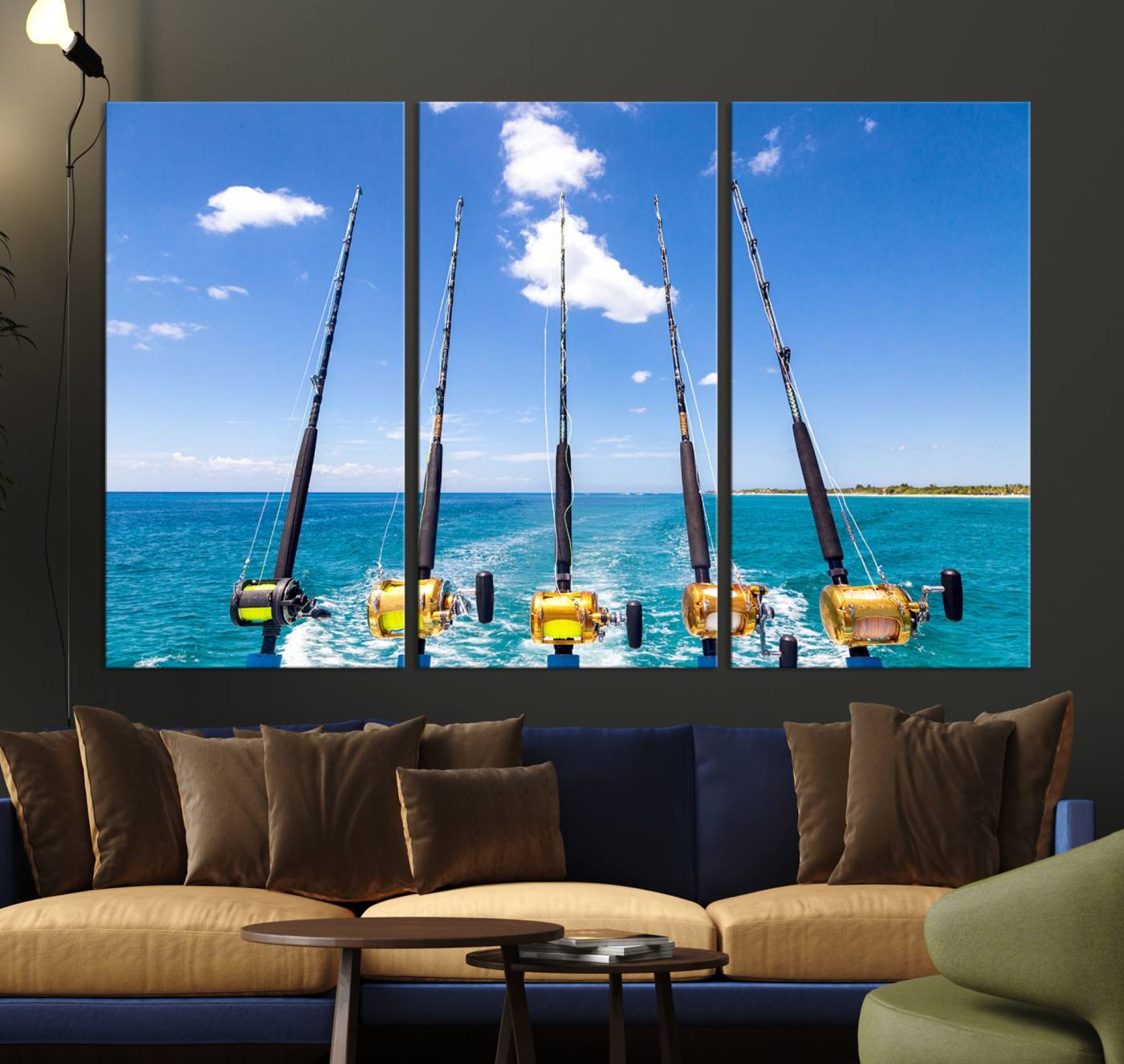 54899-MGV-CV-36X24-Fishing Roads on Boat Canvas Wall Art Print Ocean Seascape Art Print