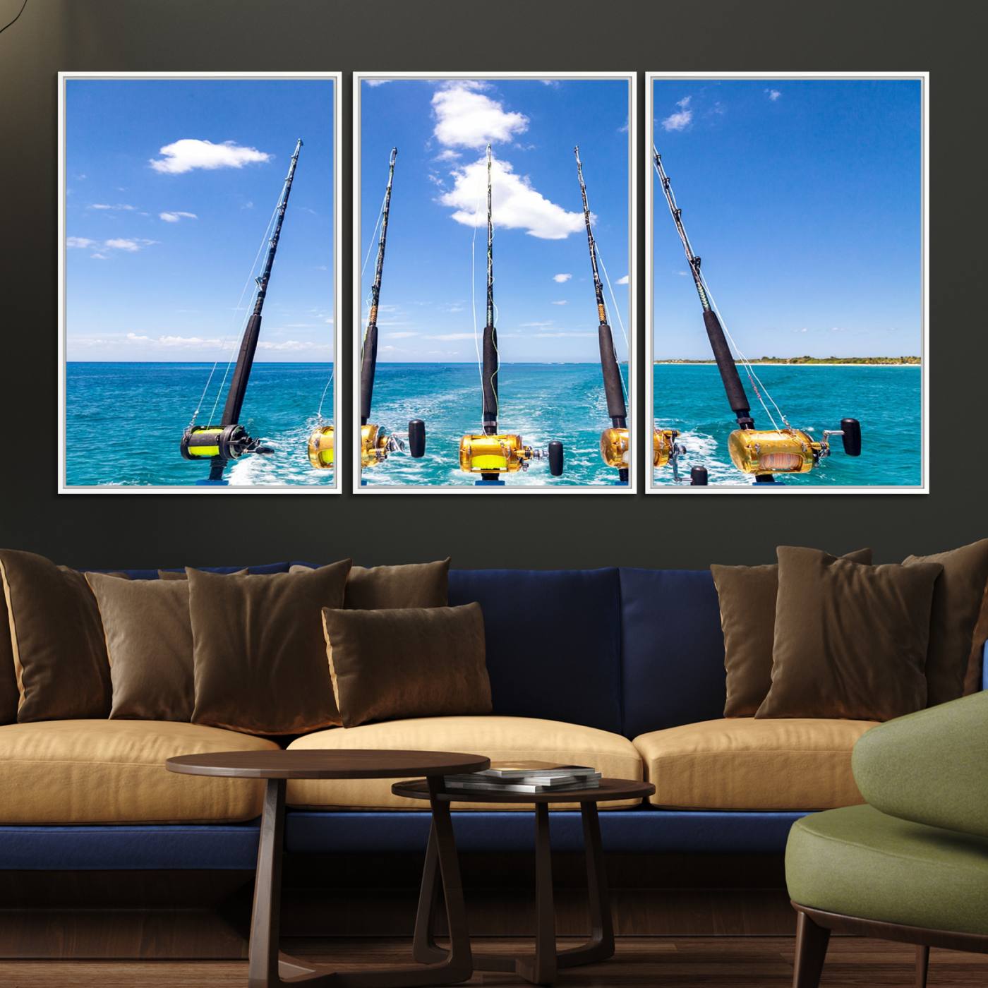 54899-MGV-FC-60X30-3P_White-Fishing Roads on Boat Canvas Wall Art Print Ocean Seascape Art Print