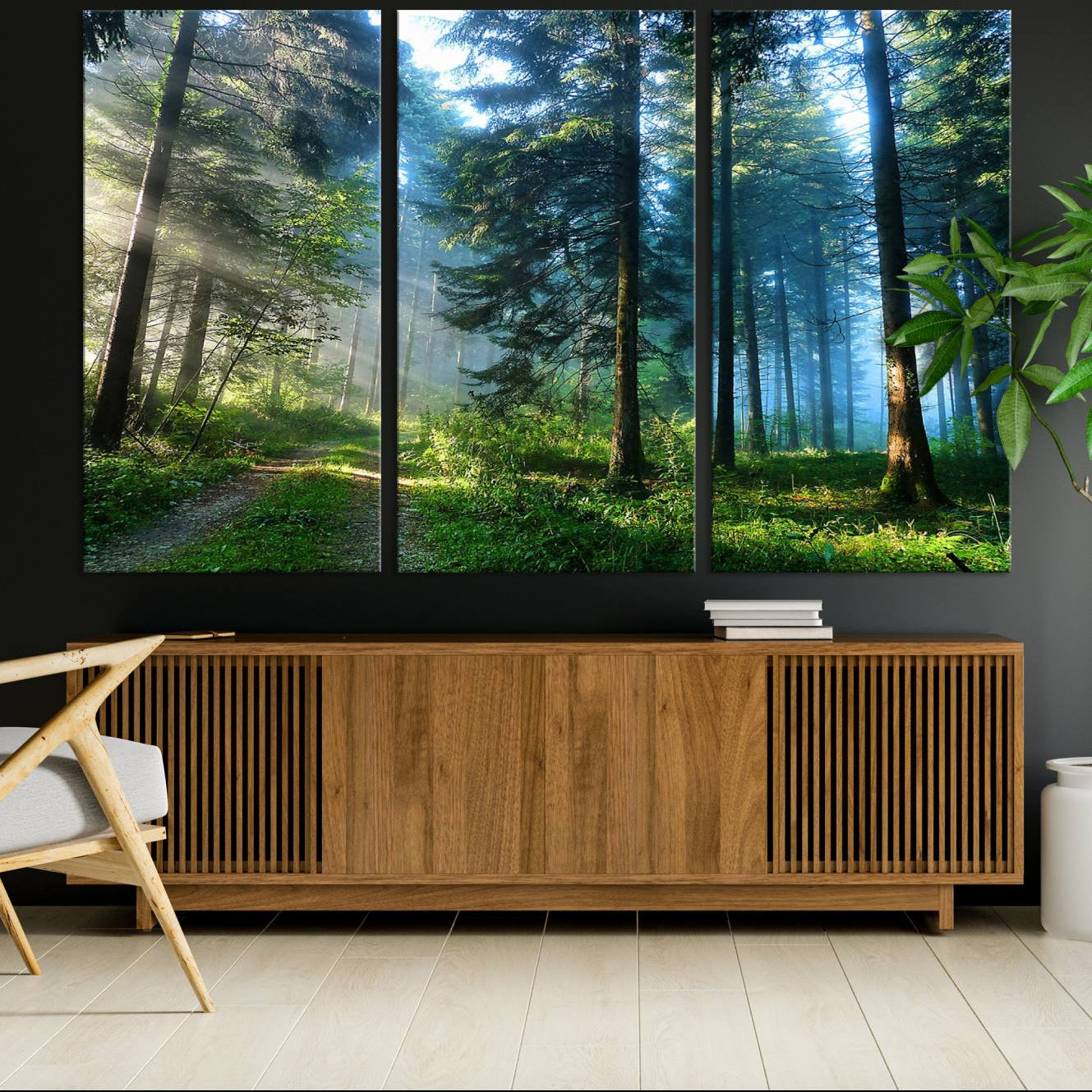 -Forest Sun Shine Wall Art Canvas Print