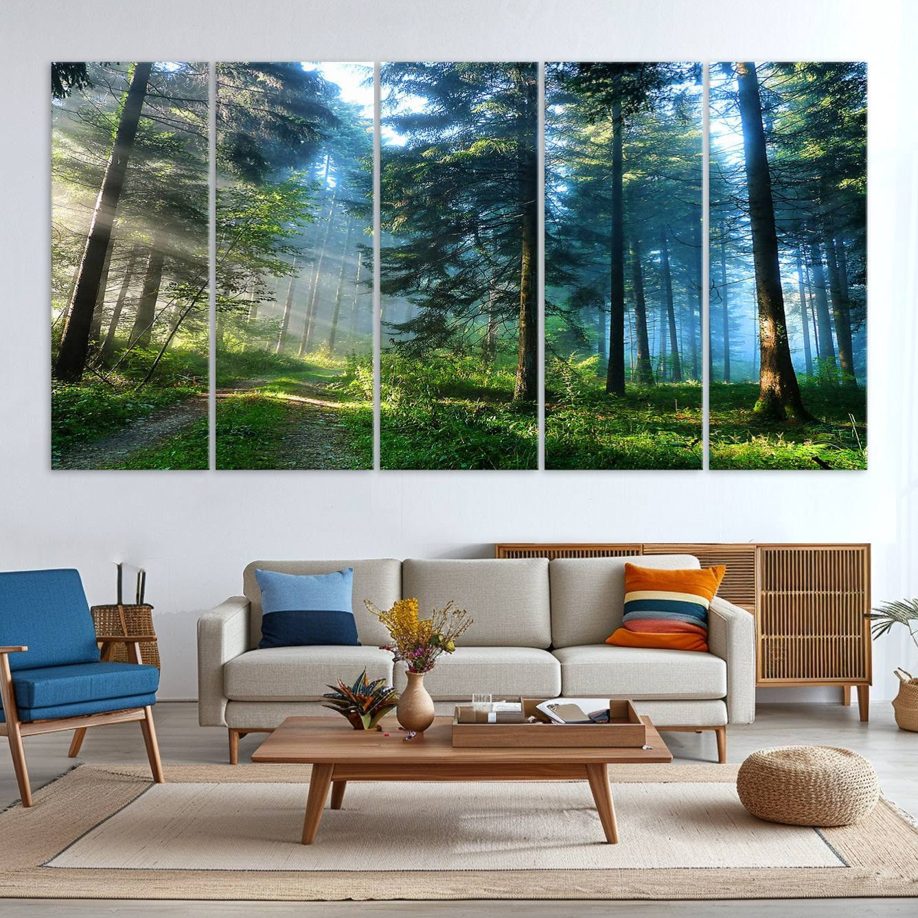 -Forest Sun Shine Wall Art Canvas Print
