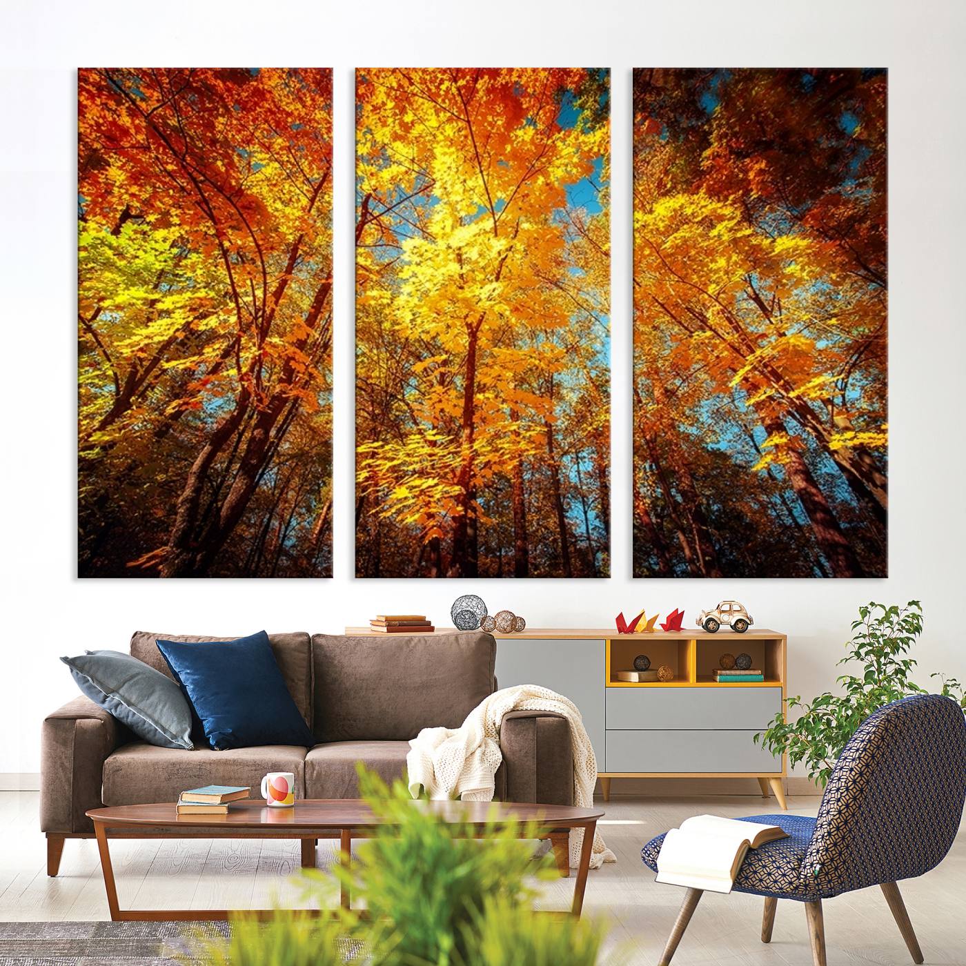 -Forest View at Fall Wall Art Autumn Colors Landscape Canvas Print