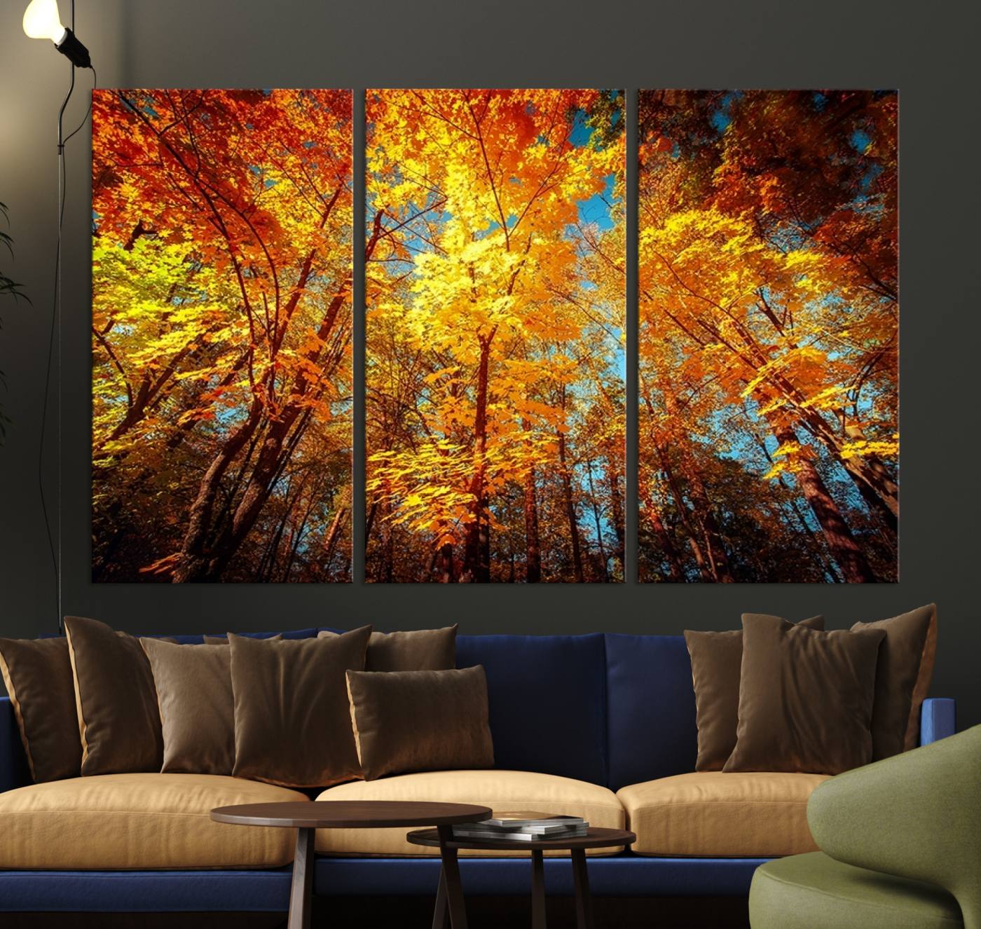 -Forest View at Fall Wall Art Autumn Colors Landscape Canvas Print