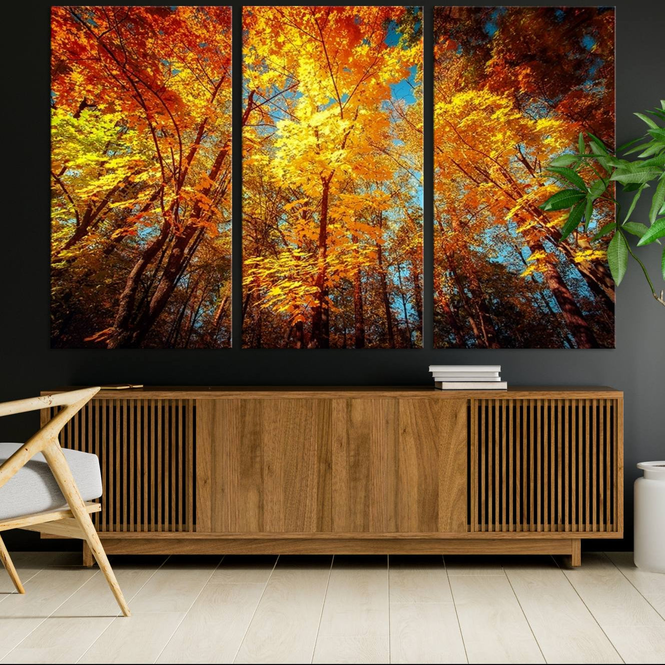 -Forest View at Fall Wall Art Autumn Colors Landscape Canvas Print