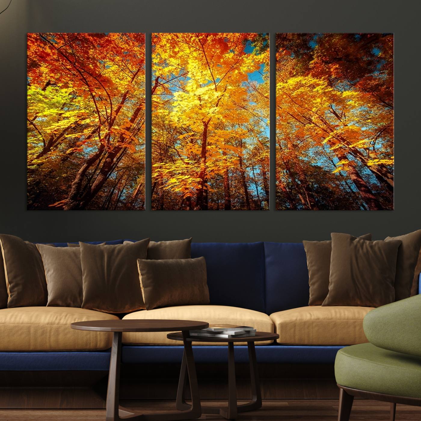 -Forest View at Fall Wall Art Autumn Colors Landscape Canvas Print