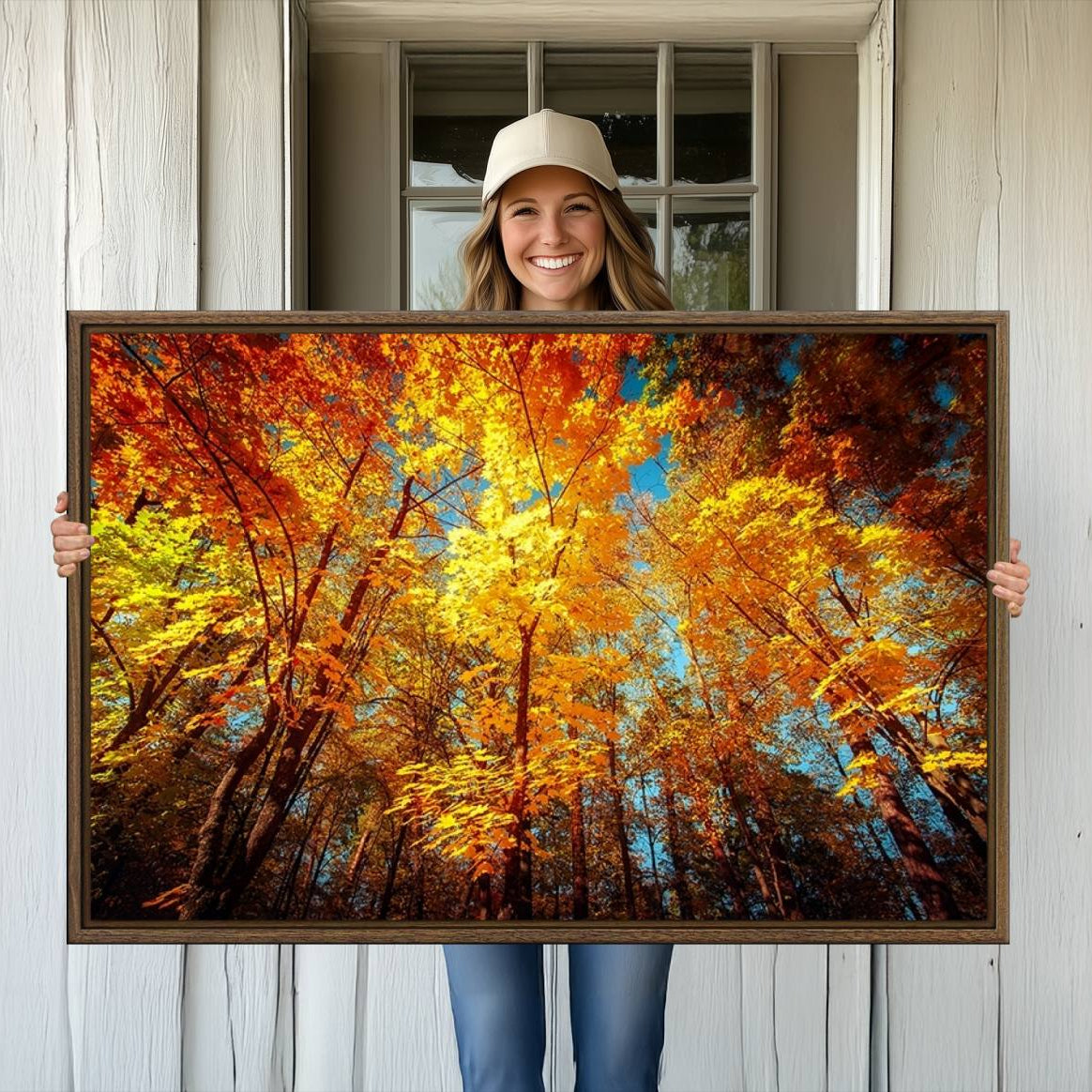 -Forest View at Fall Wall Art Autumn Colors Landscape Canvas Print
