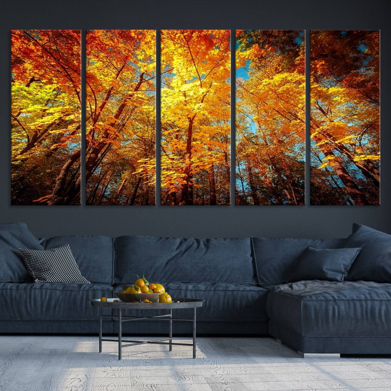 -Forest View at Fall Wall Art Autumn Colors Landscape Canvas Print