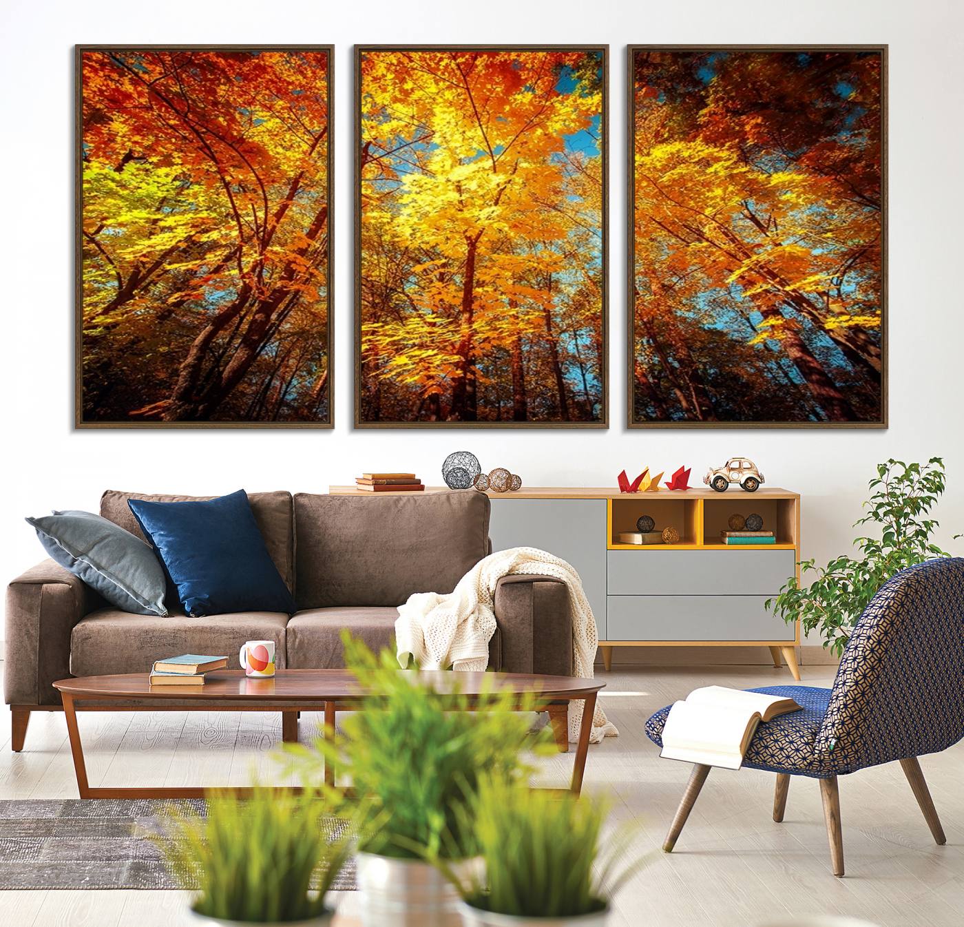 -Forest View at Fall Wall Art Autumn Colors Landscape Canvas Print
