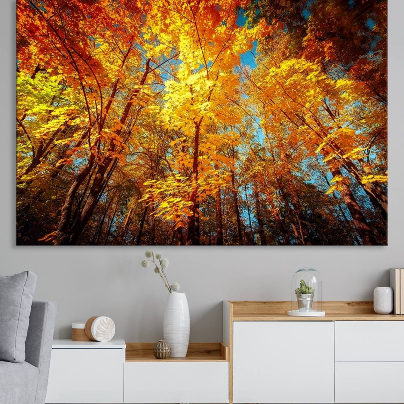 -Forest View at Fall Wall Art Autumn Colors Landscape Canvas Print