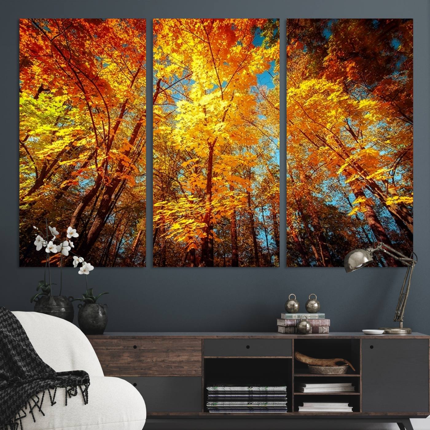 16281-MGV-CV-48X32-3P-Forest View at Fall Wall Art Autumn Colors Landscape Canvas Print