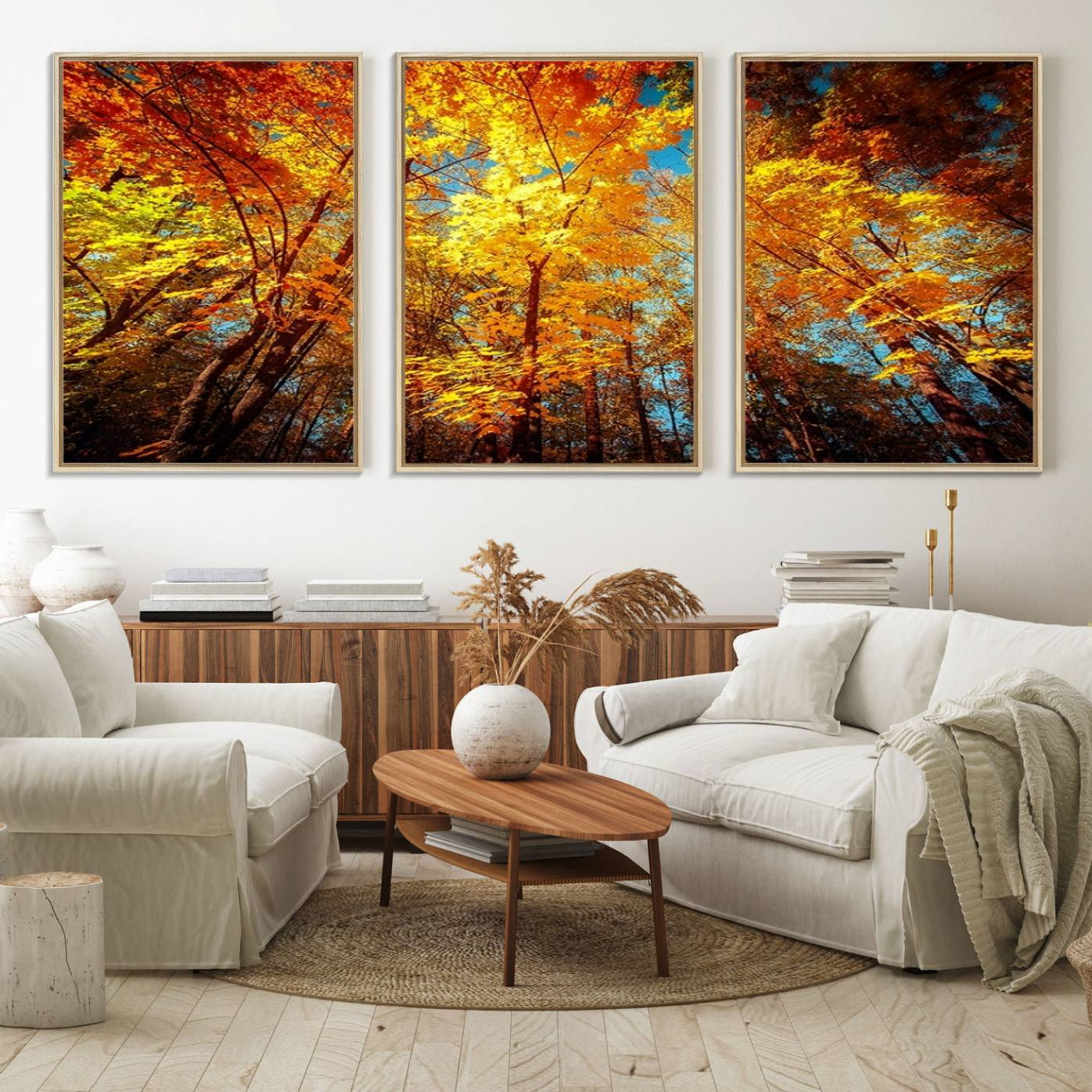 16281-MGV-FC-60X30-3P_Natural-Forest View at Fall Wall Art Autumn Colors Landscape Canvas Print
