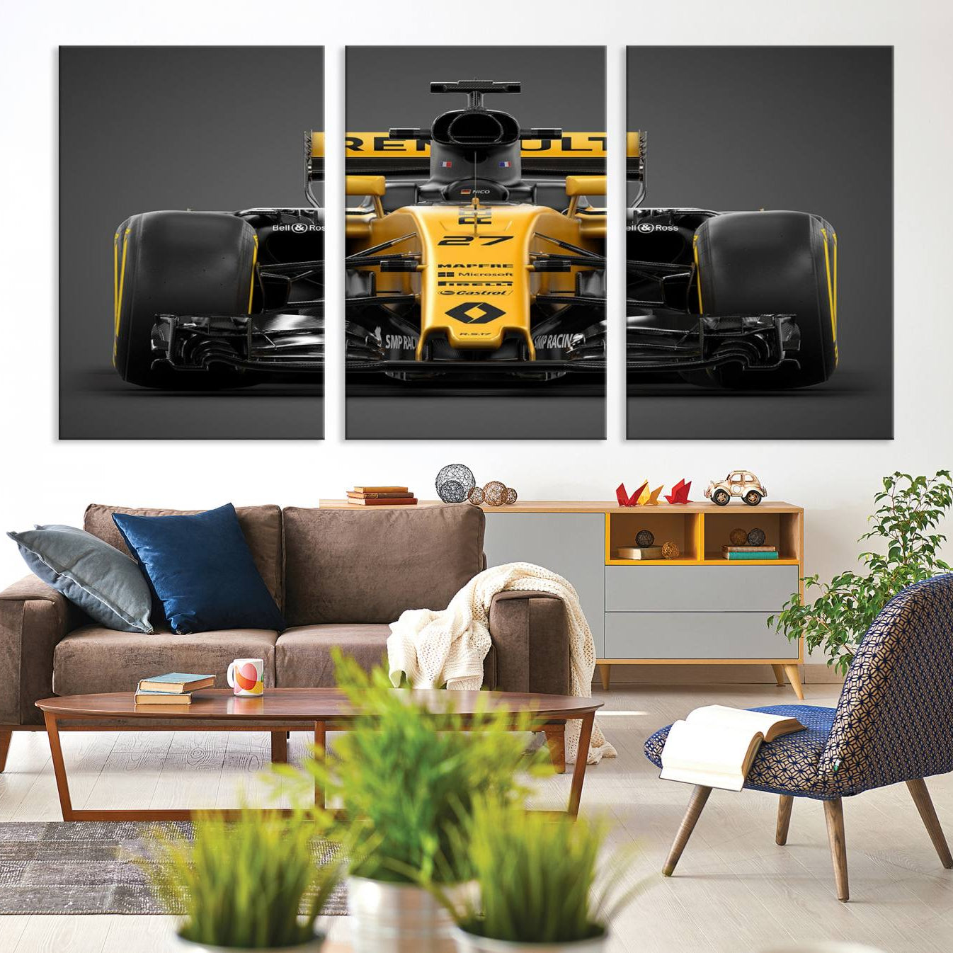 -Formula 1 Car Canvas Wall Art Print F1 Renault Car Canvas Print