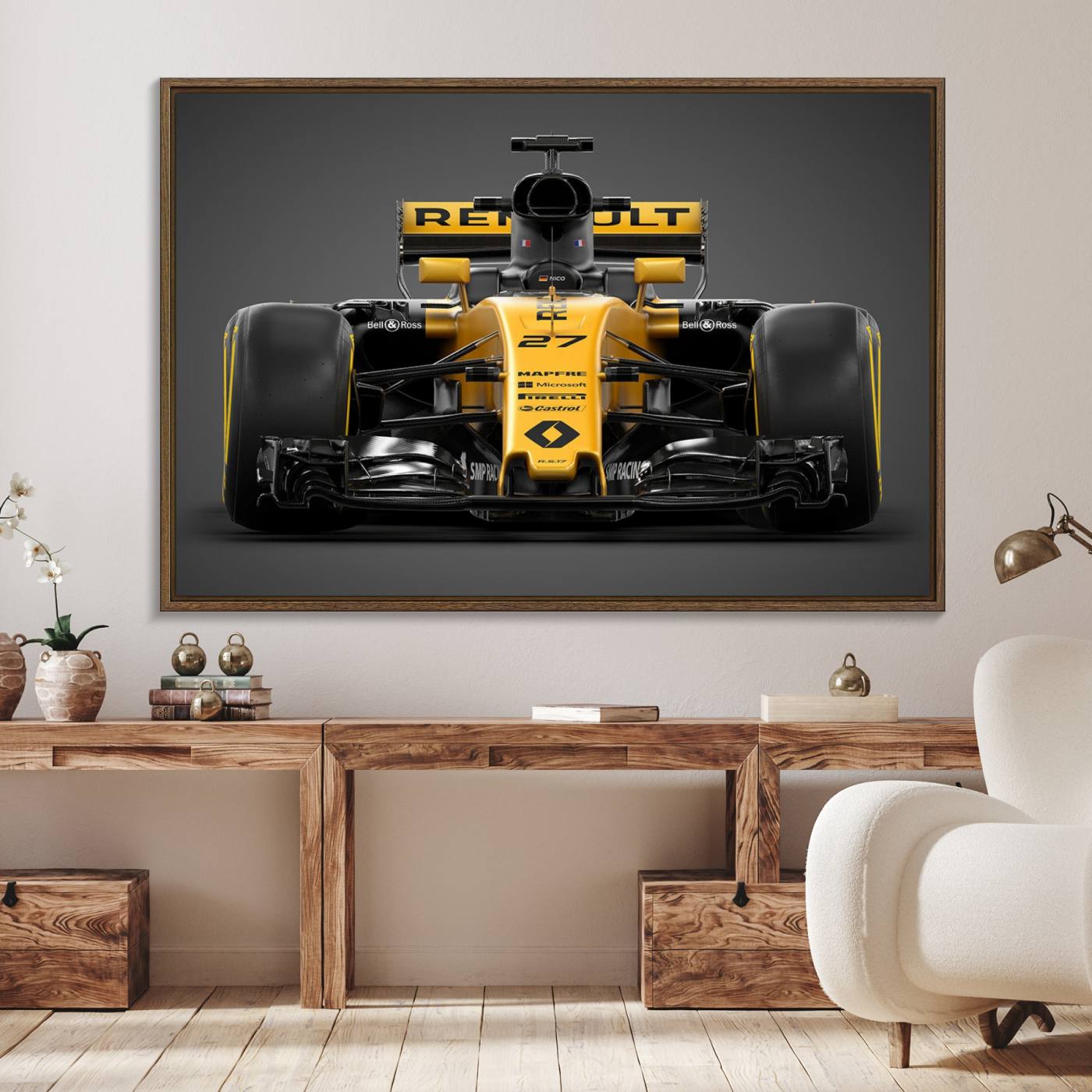 62882-MGV-FC-36X24_Walnut-Formula 1 Car Canvas Wall Art Print F1 Renault Car Canvas Print