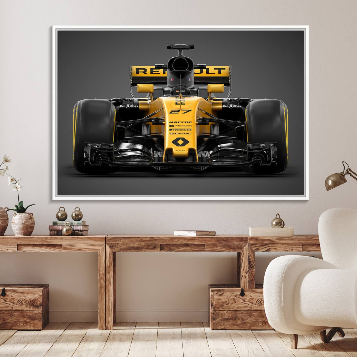 62882-MGV-FC-36X24_White-Formula 1 Car Canvas Wall Art Print F1 Renault Car Canvas Print