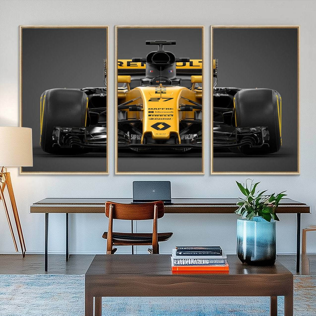 62882-MGV-FC-48X32-3P_Natural-Formula 1 Car Canvas Wall Art Print F1 Renault Car Canvas Print