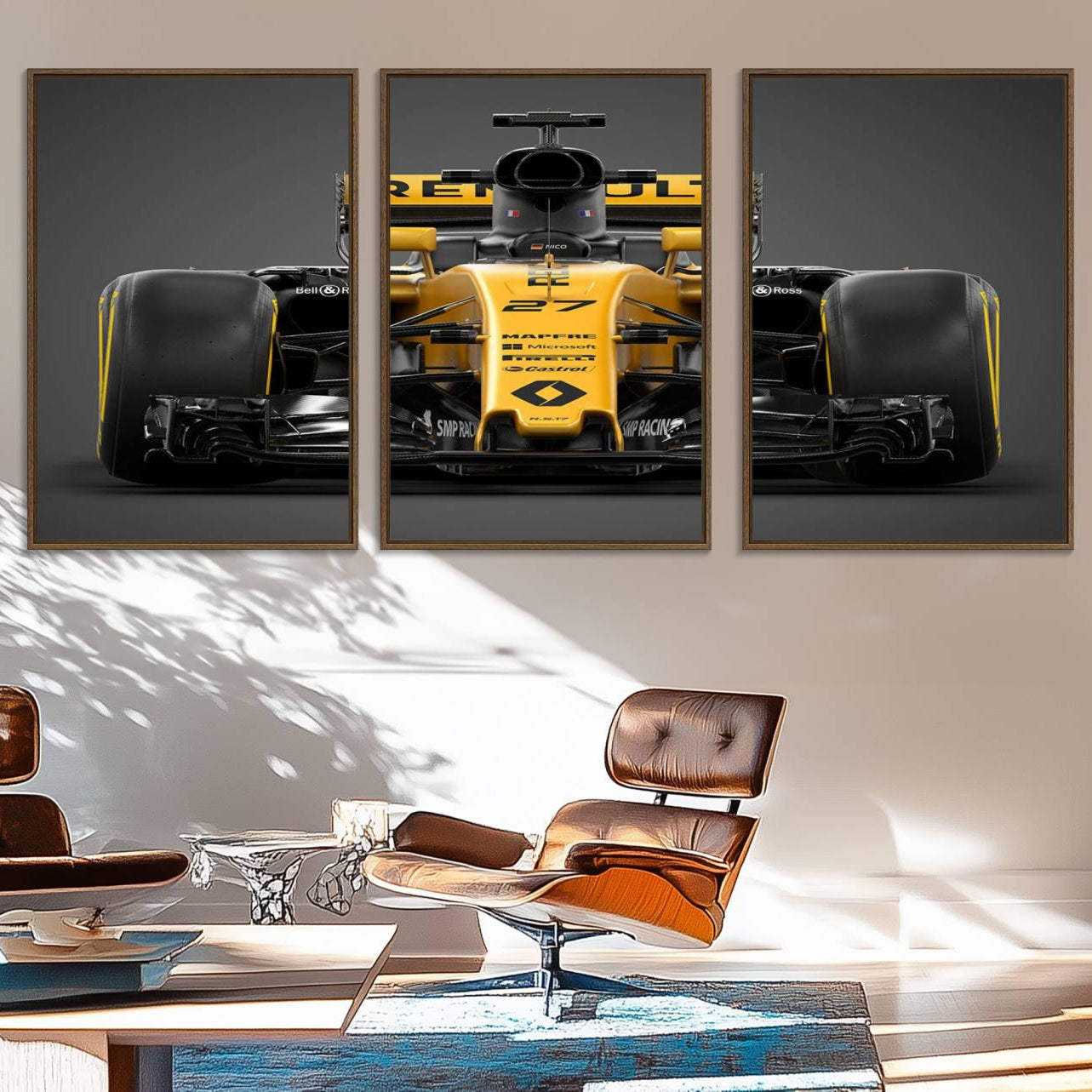 62882-MGV-FC-60X30-3P_Walnut-Formula 1 Car Canvas Wall Art Print F1 Renault Car Canvas Print