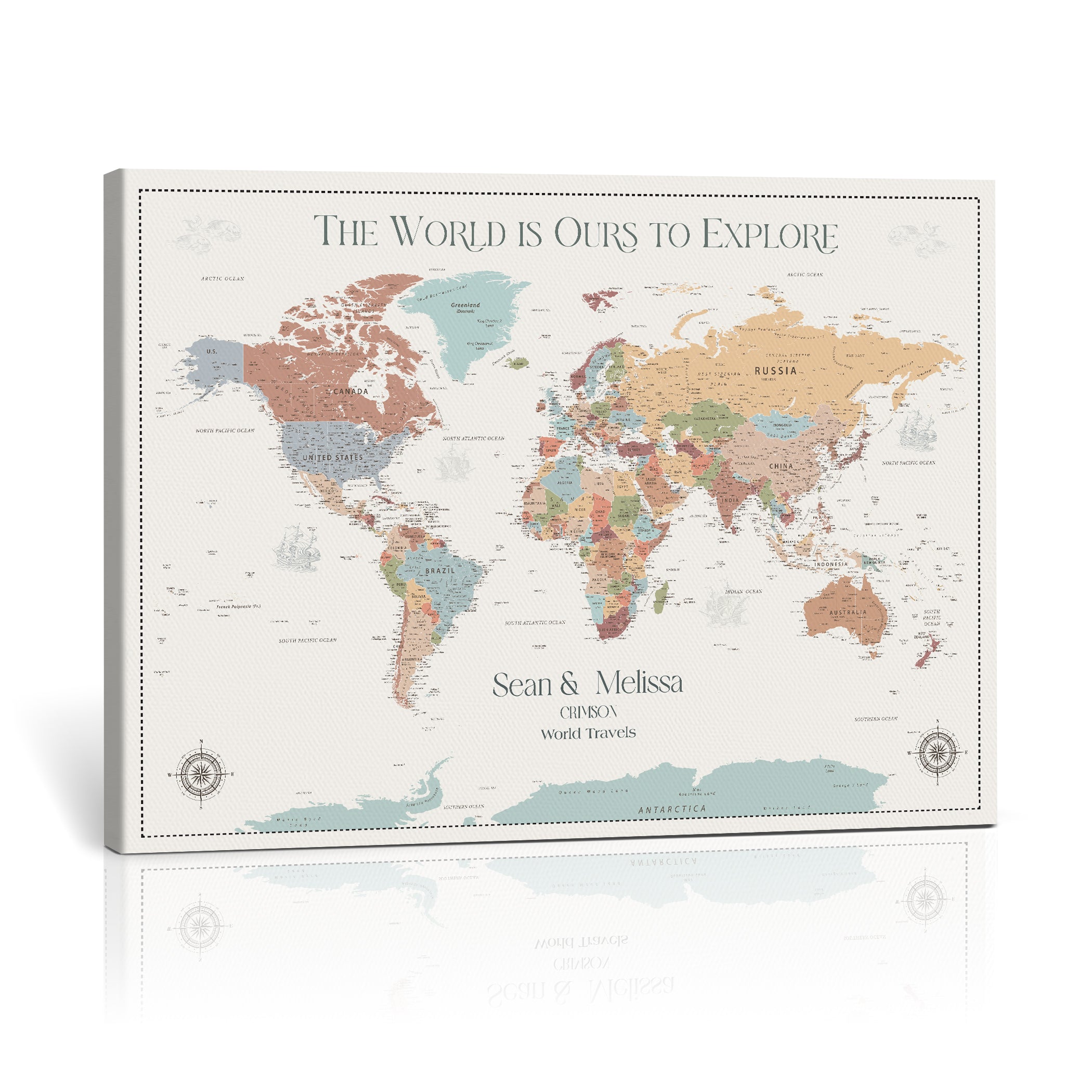 -Personalized Push Pin World Map Canvas – Custom Framed Travel Tracker Wall Art, Large Adventure Map with Pins for Home, Office