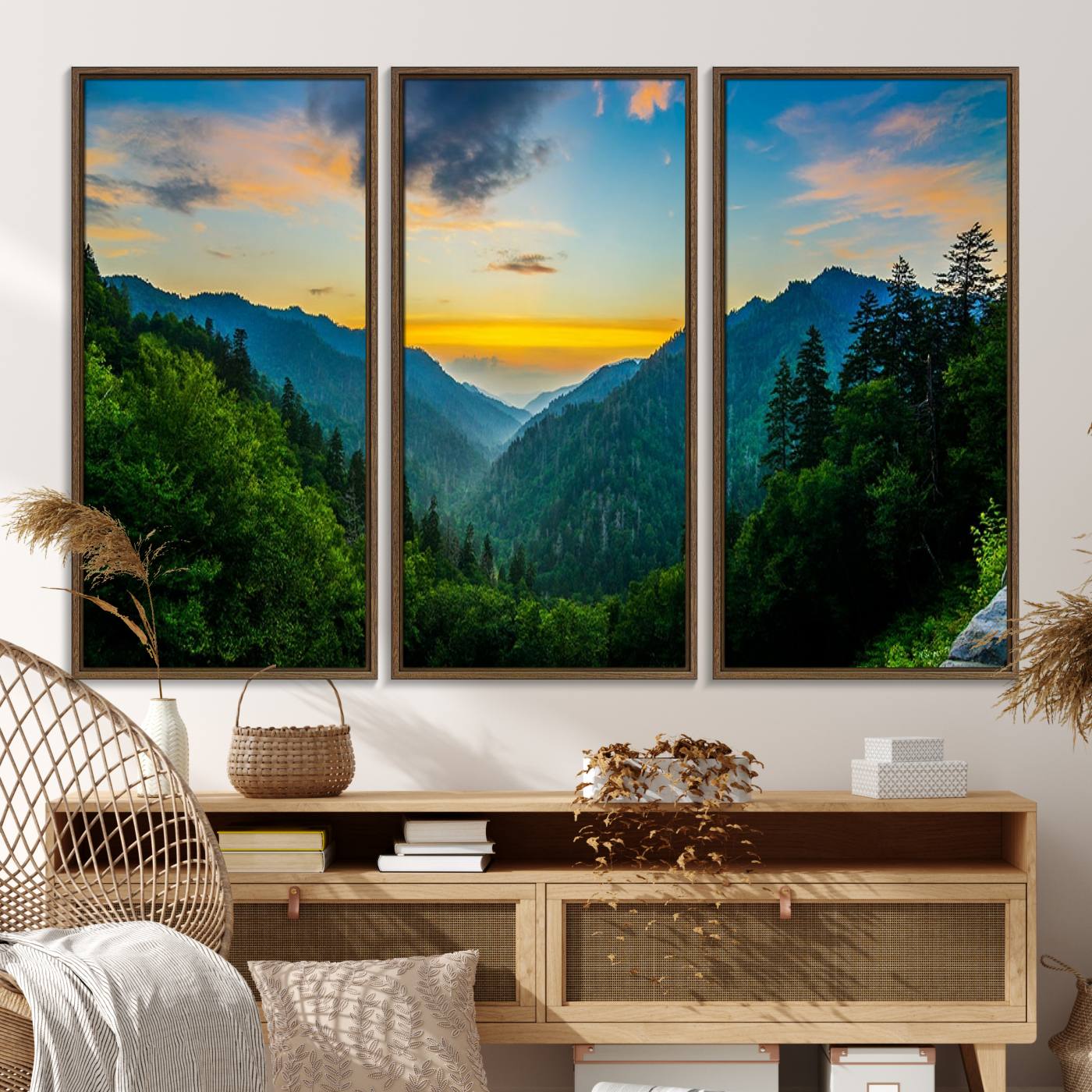 94536-MGV-FC-48X32-3P_Walnut-Glamorous Landscape Canvas Wall Art, Forest Canvas Print Home Decor