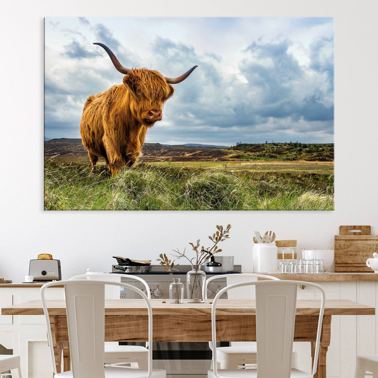 74693-MGV-CV-36X24-Highland Cattle Wall Art Cow Canvas Print Animal Art