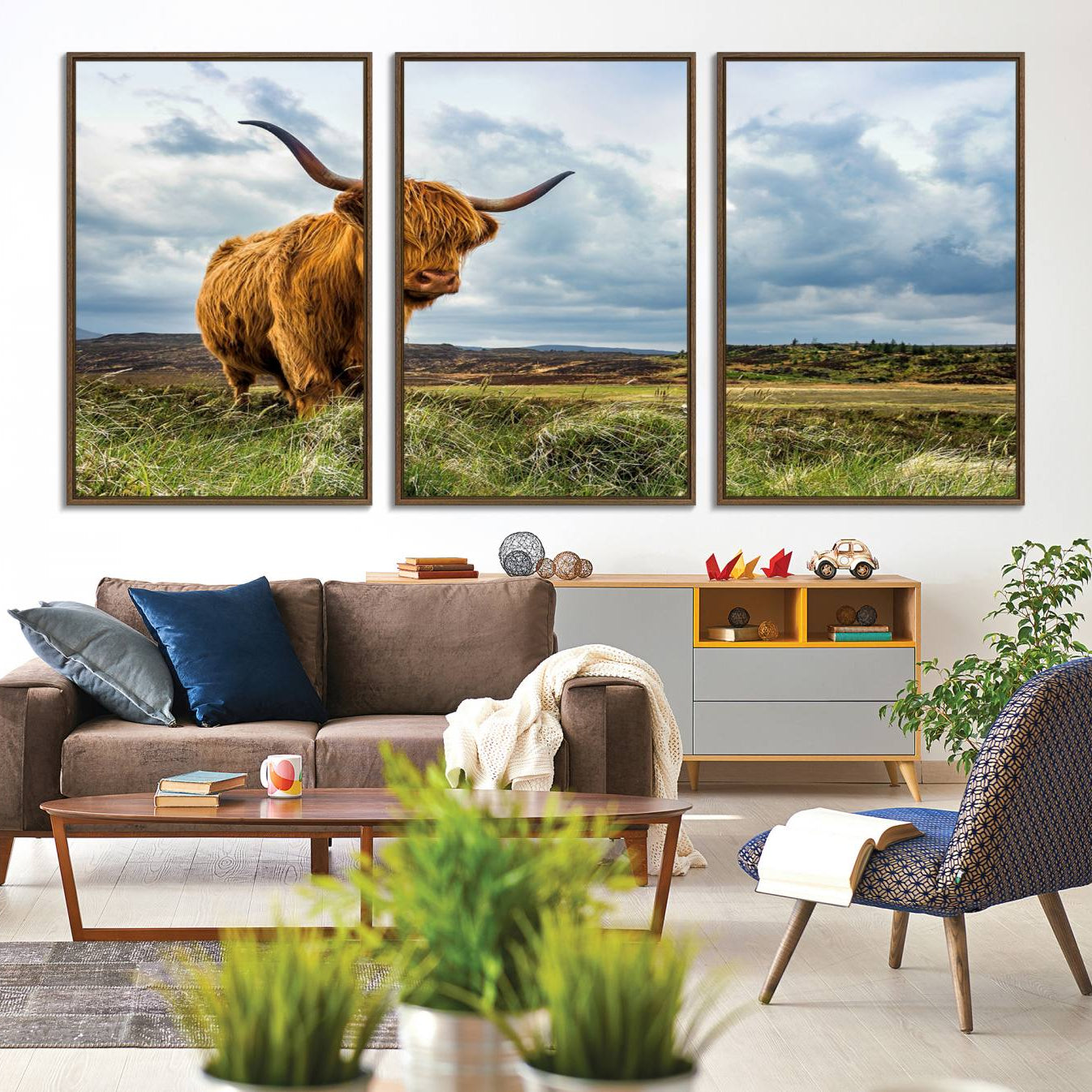 -Highland Cattle Wall Art Cow Canvas Print Animal Art