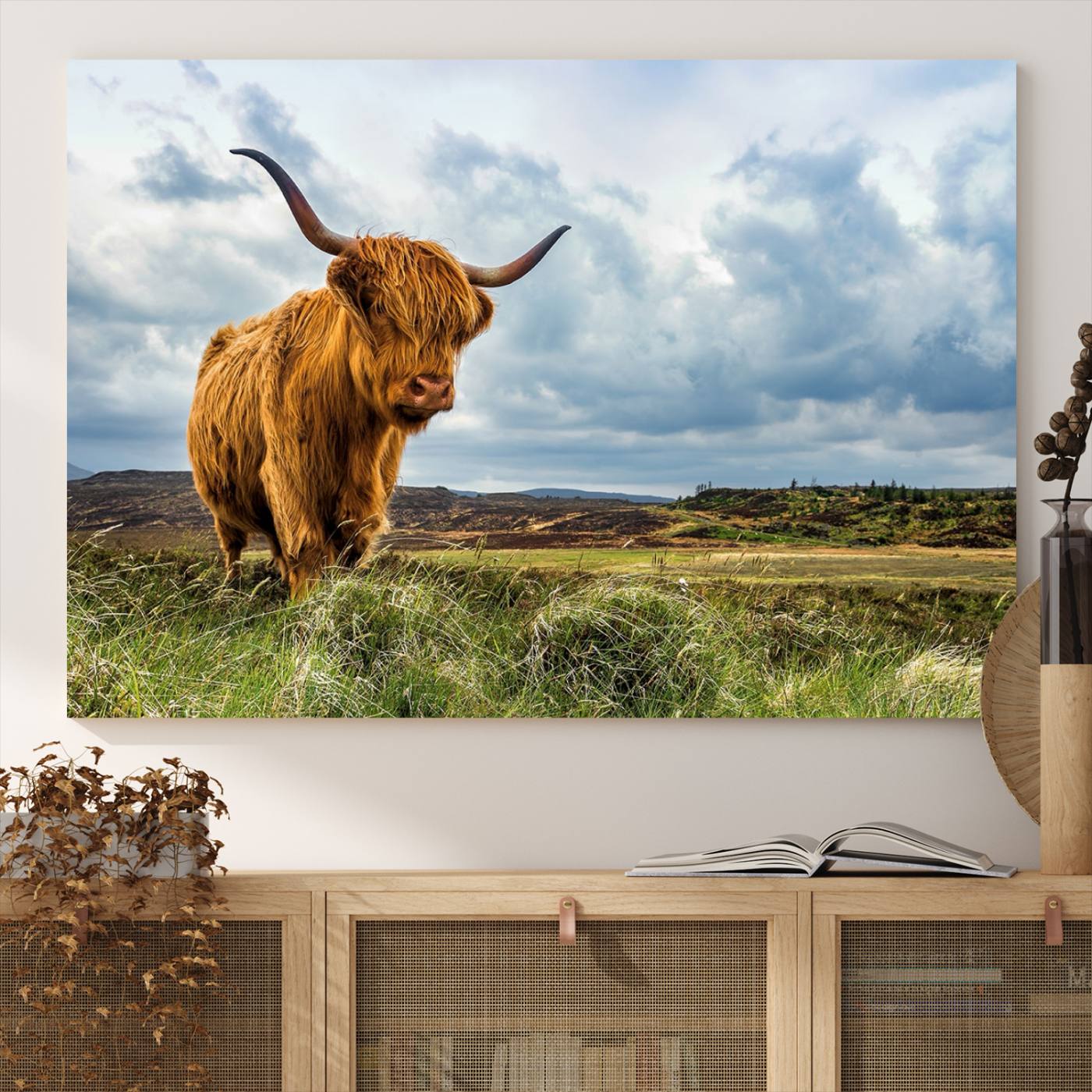 74693-MGV-CV-36X24-Highland Cattle Wall Art Cow Canvas Print Animal Art