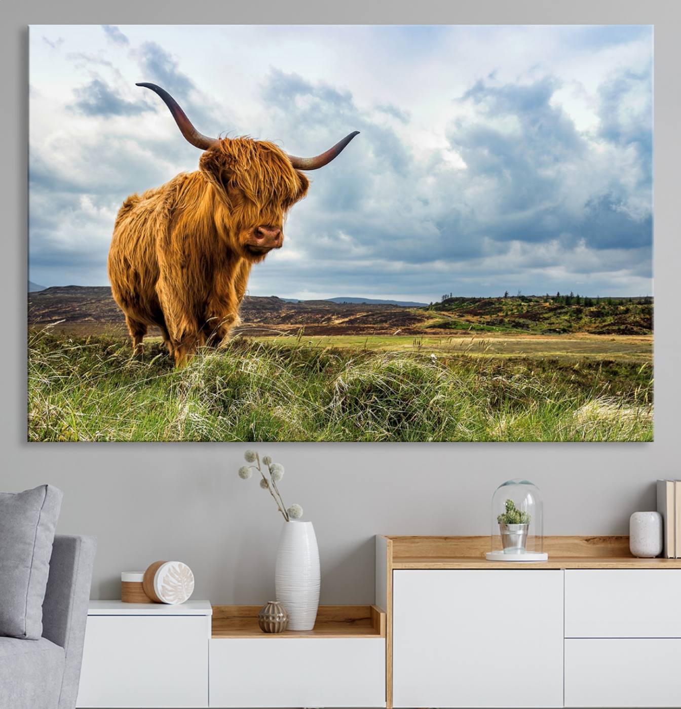 -Highland Cattle Wall Art Cow Canvas Print Animal Art