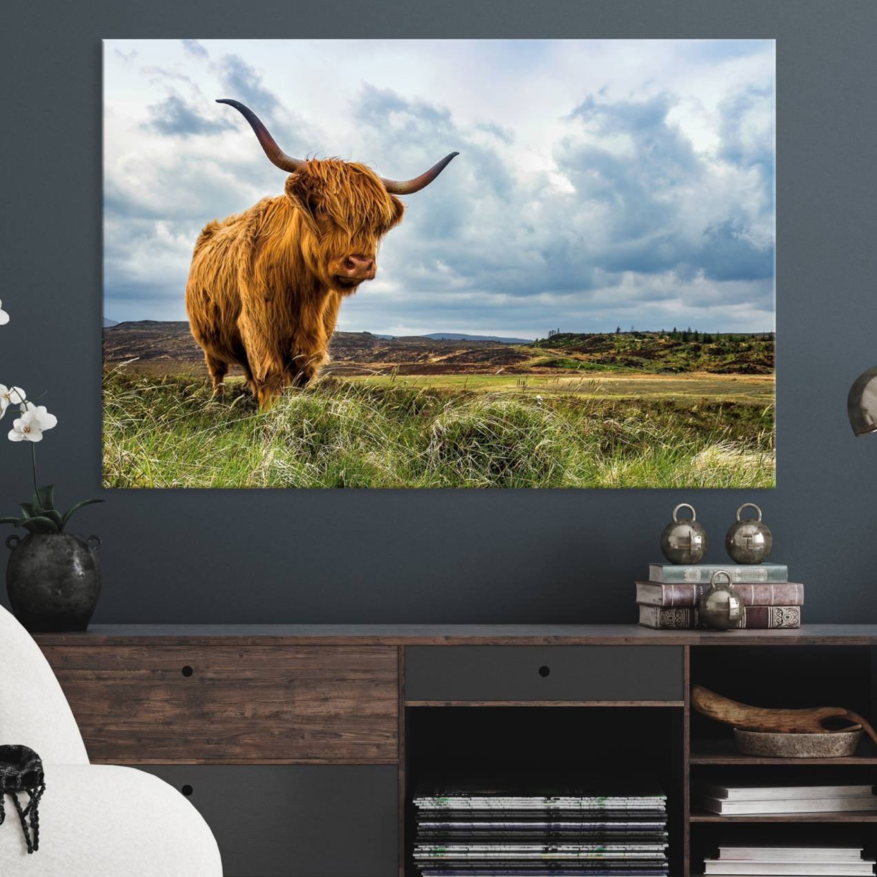 74693-MGV-CV-36X24-Highland Cattle Wall Art Cow Canvas Print Animal Art
