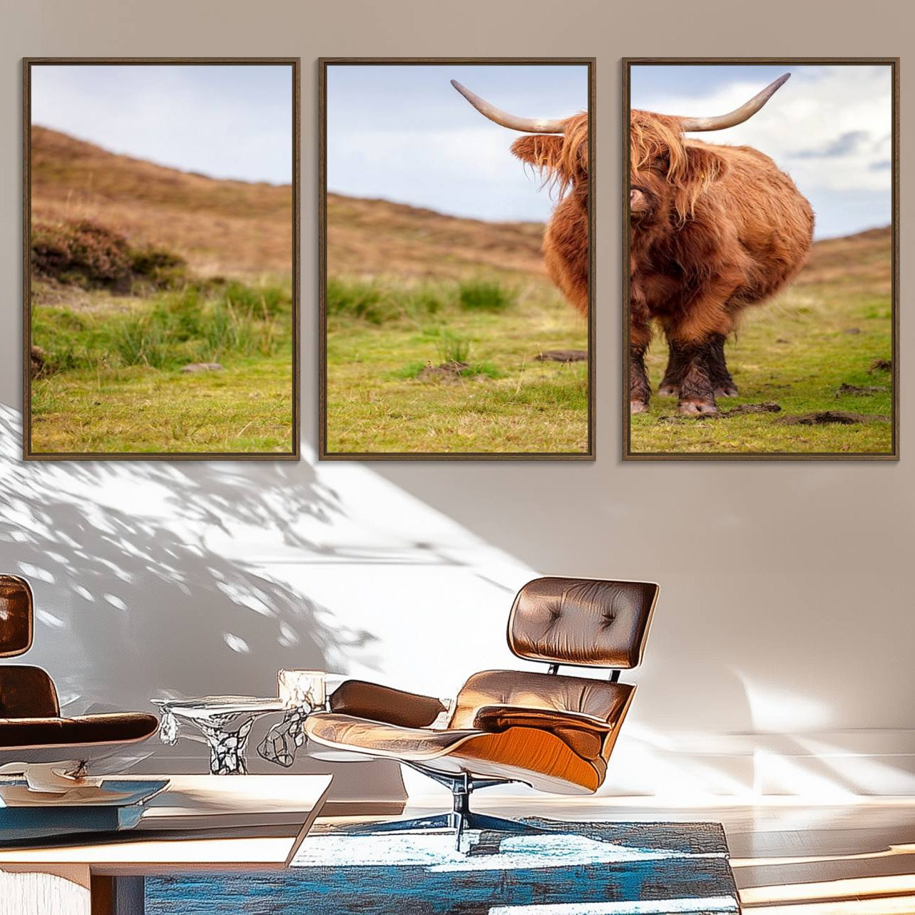63076-MGV-CV-36X24-Highland Cow Animal Canvas Wall Art Texas Cattle Art Print Farmhouse Wall Art Canvas Print