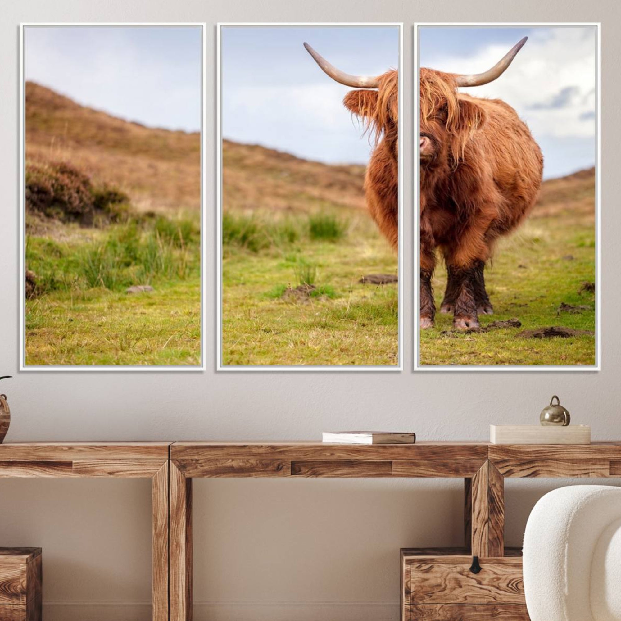 63076-MGV-CV-36X24-Highland Cow Animal Canvas Wall Art Texas Cattle Art Print Farmhouse Wall Art Canvas Print