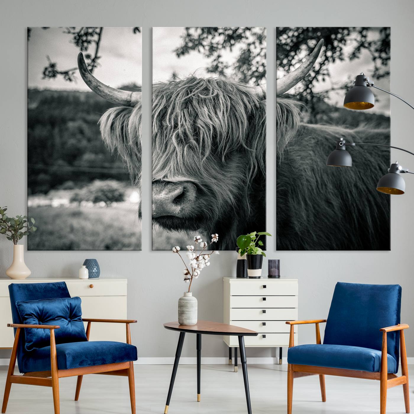 -Highland Cow Wall Art Canvas Print Scottish Cattle Canvas Art
