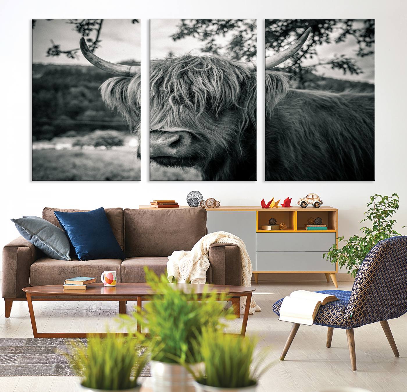 -Highland Cow Wall Art Canvas Print Scottish Cattle Canvas Art