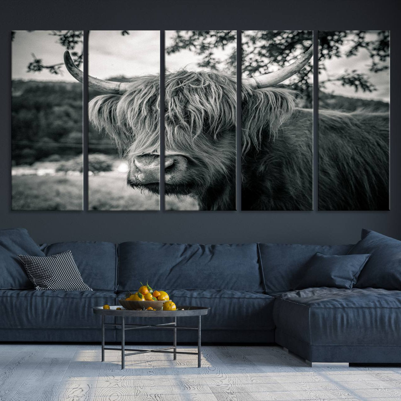-Highland Cow Wall Art Canvas Print Scottish Cattle Canvas Art