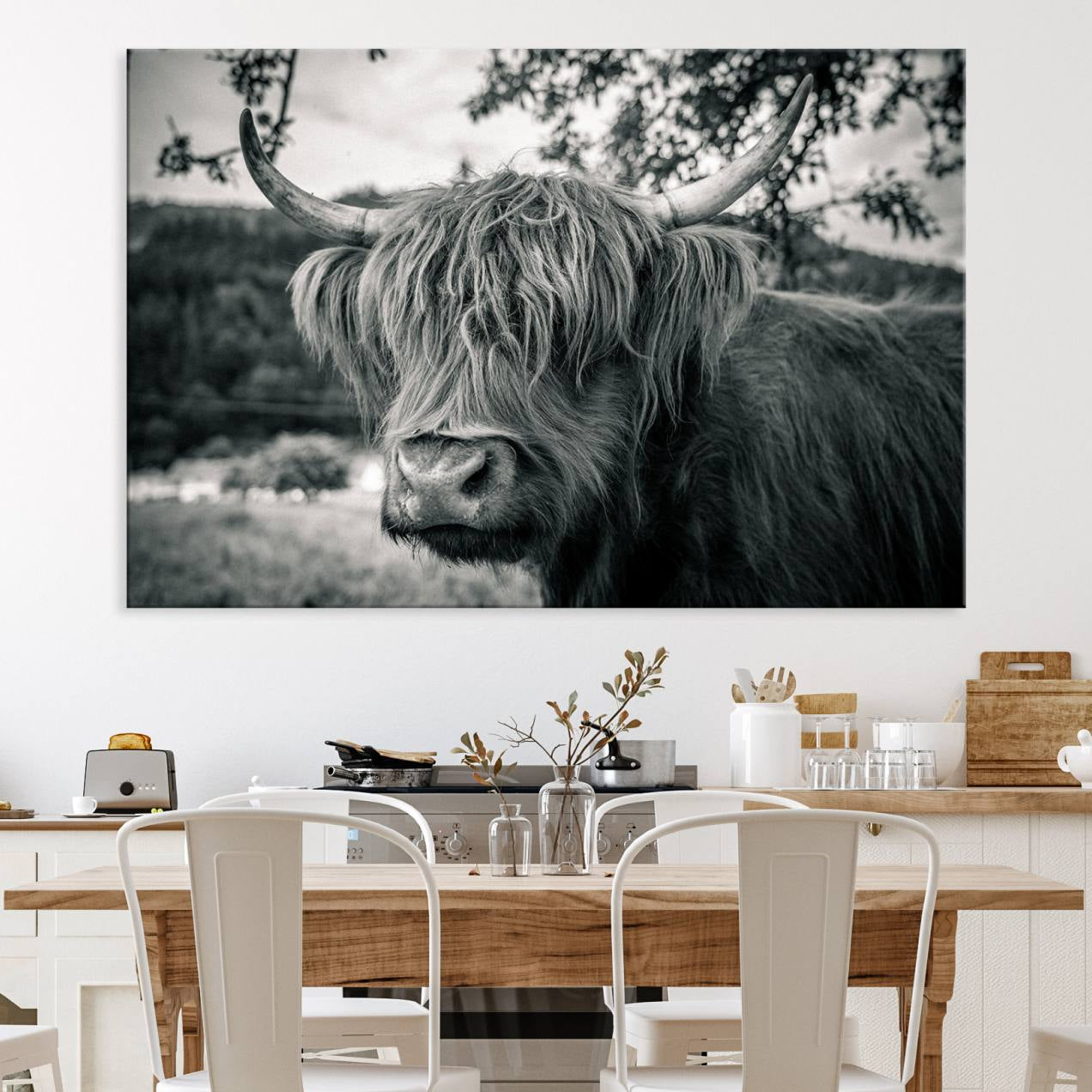 71817-MGV-CV-36X24-Highland Cow Wall Art Canvas Print Scottish Cattle Canvas Art