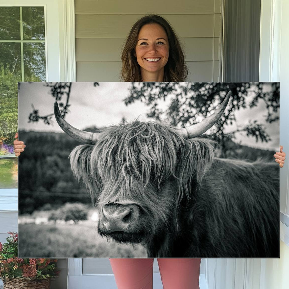 71817-MGV-CV-36X24-Highland Cow Wall Art Canvas Print Scottish Cattle Canvas Art