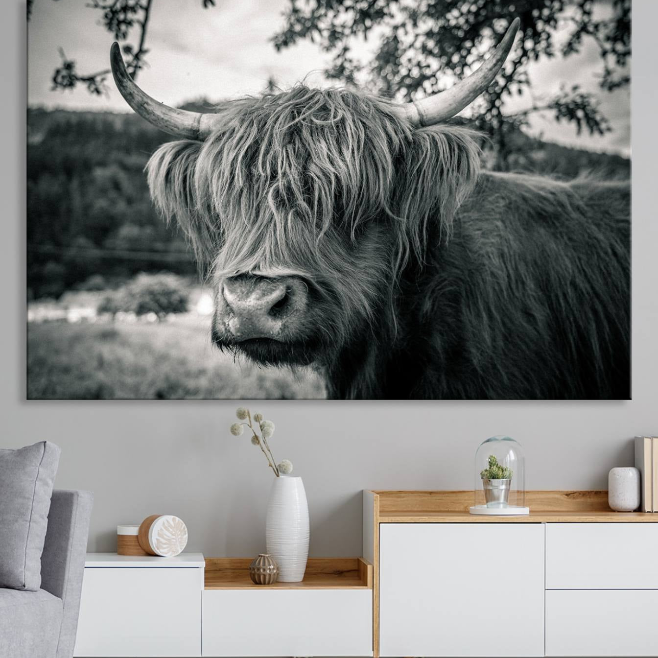 71817-MGV-CV-36X24-Highland Cow Wall Art Canvas Print Scottish Cattle Canvas Art