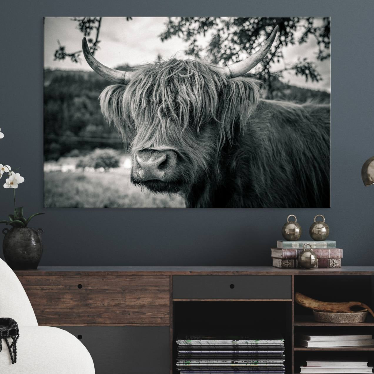 71817-MGV-CV-36X24-Highland Cow Wall Art Canvas Print Scottish Cattle Canvas Art