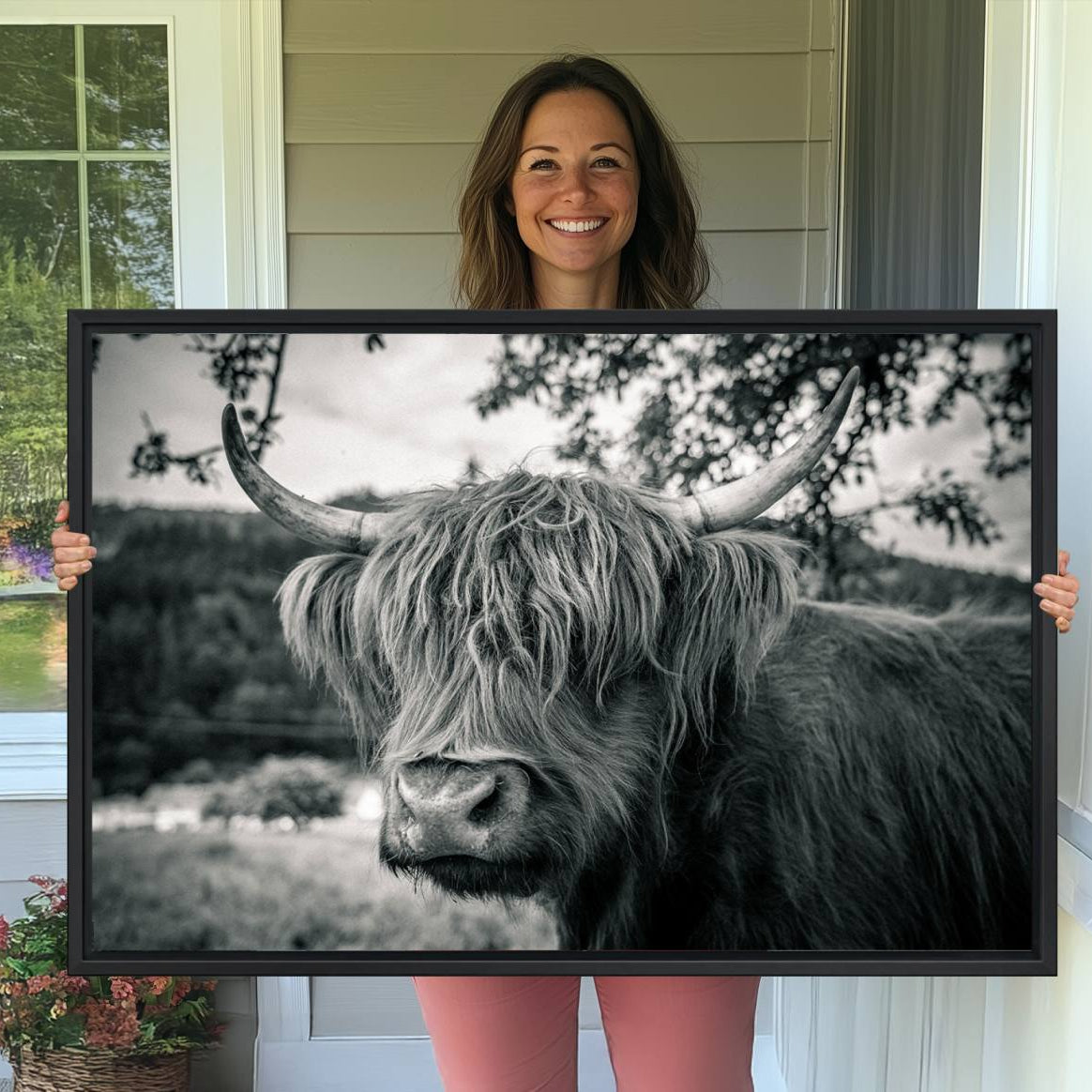 71817-MGV-CV-36X24-Highland Cow Wall Art Canvas Print Scottish Cattle Canvas Art