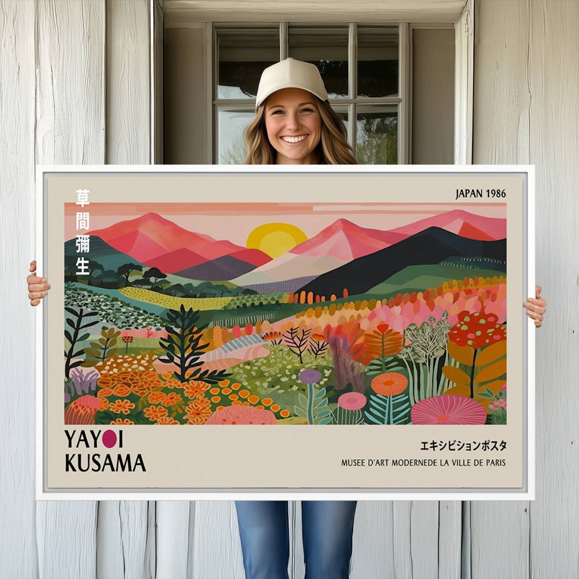 -Japan 1986 Wall Art Canvas Print, Framed Yayoi Kusama Artwork