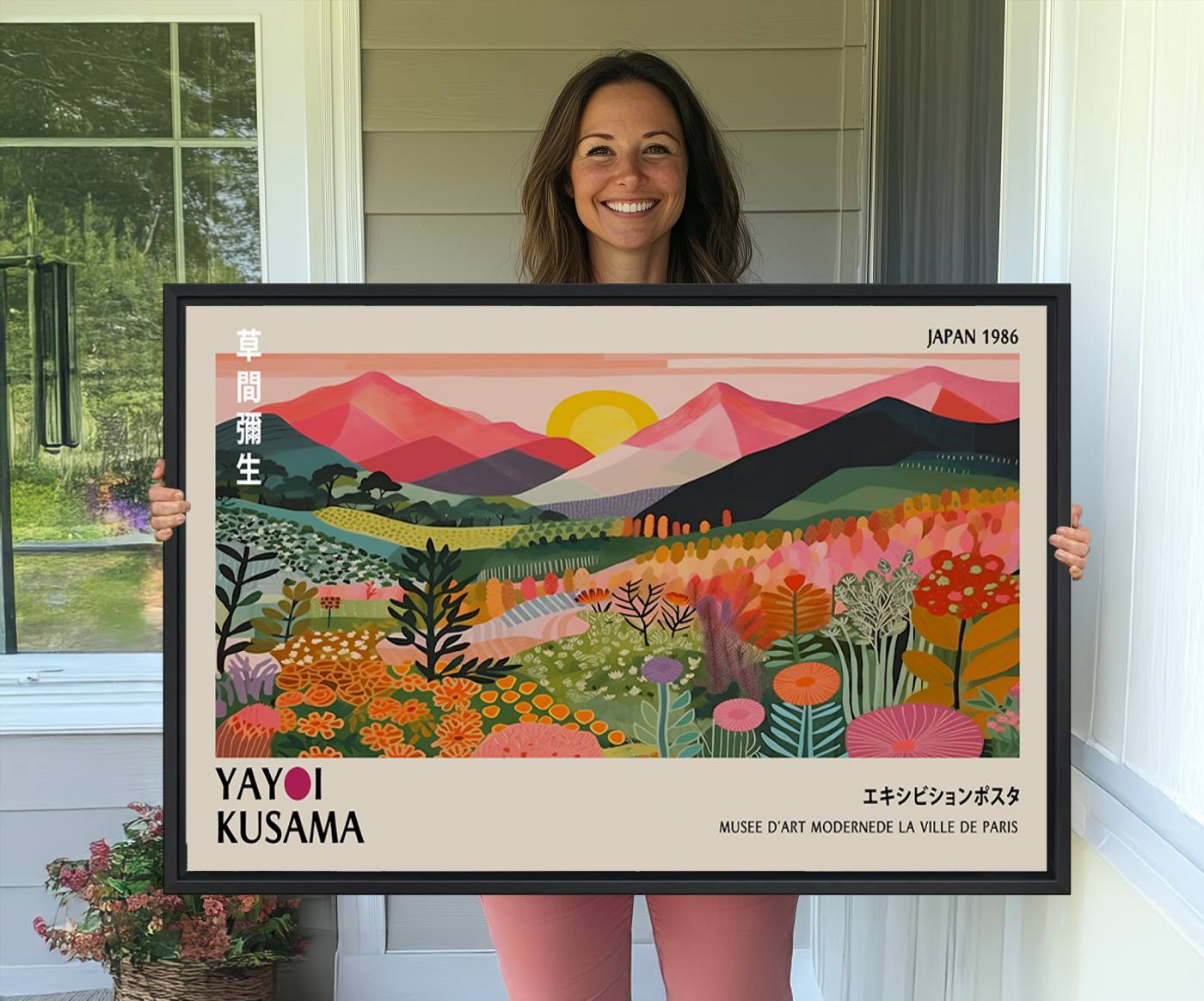 -Japan 1986 Wall Art Canvas Print, Framed Yayoi Kusama Artwork