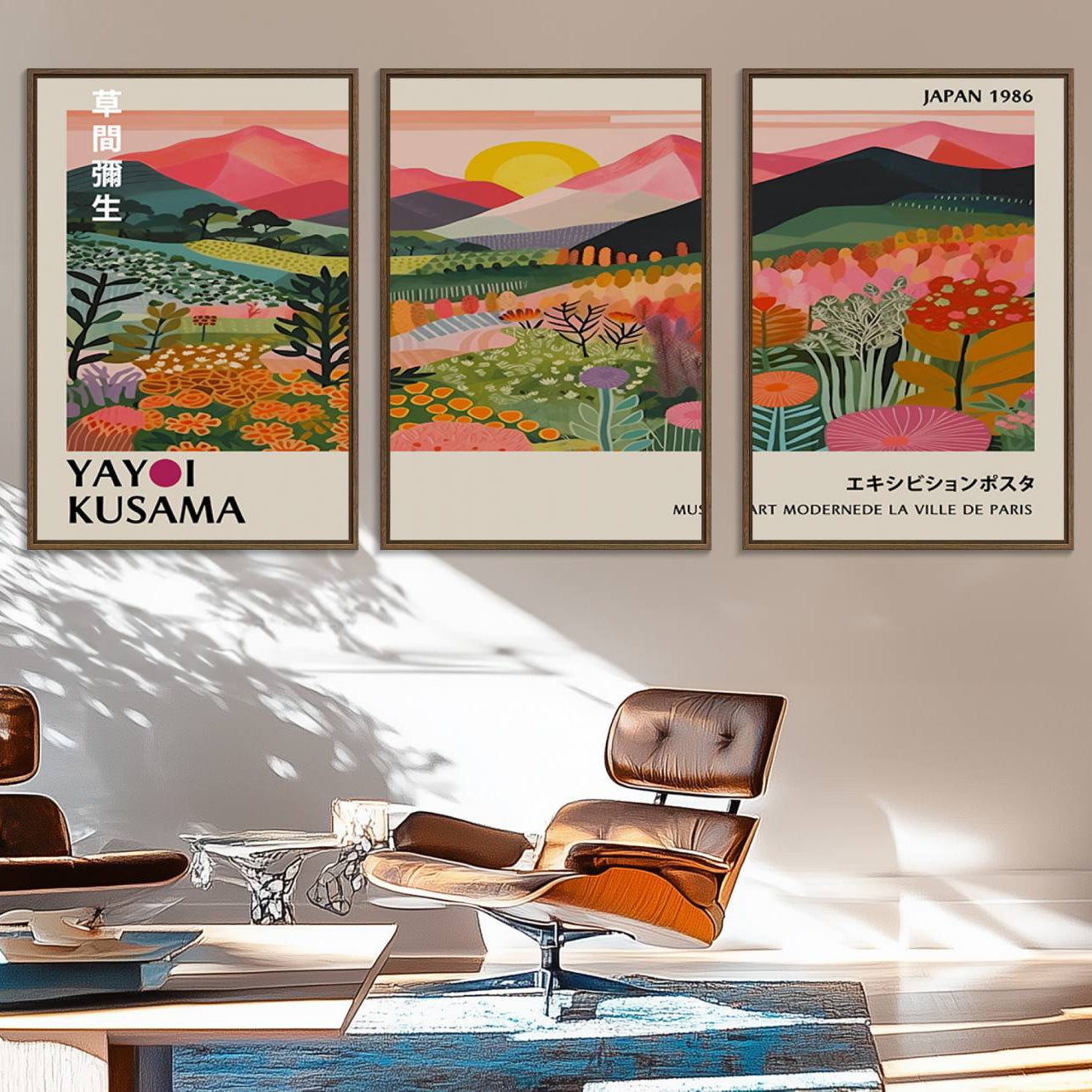 EDIT-30051-MGV-FC-60X30-3P_Walnut-Japan 1986 Wall Art Canvas Print, Framed Yayoi Kusama Artwork