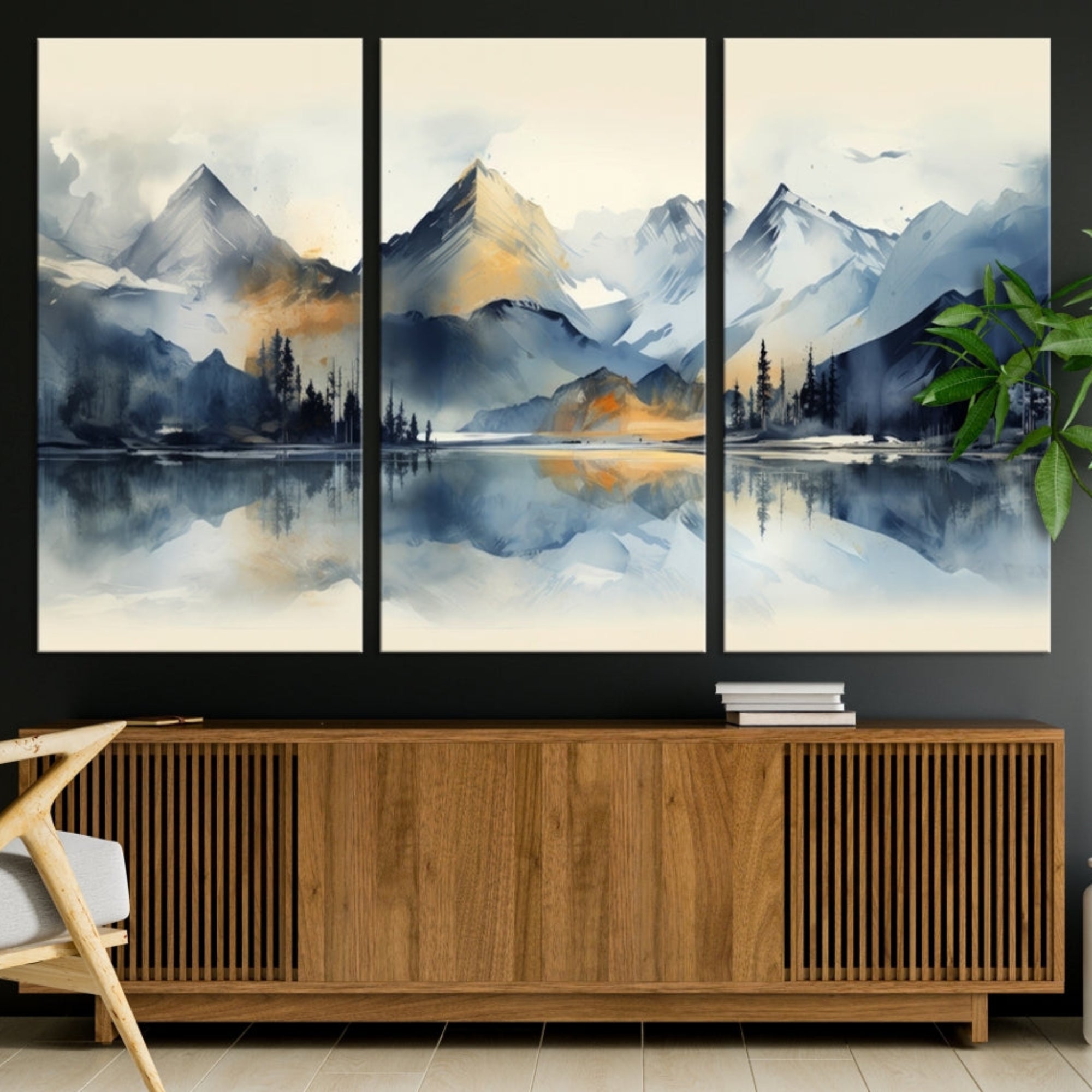 Edit-Images-Lake Abstract Mountain Wall Art Canvas Print